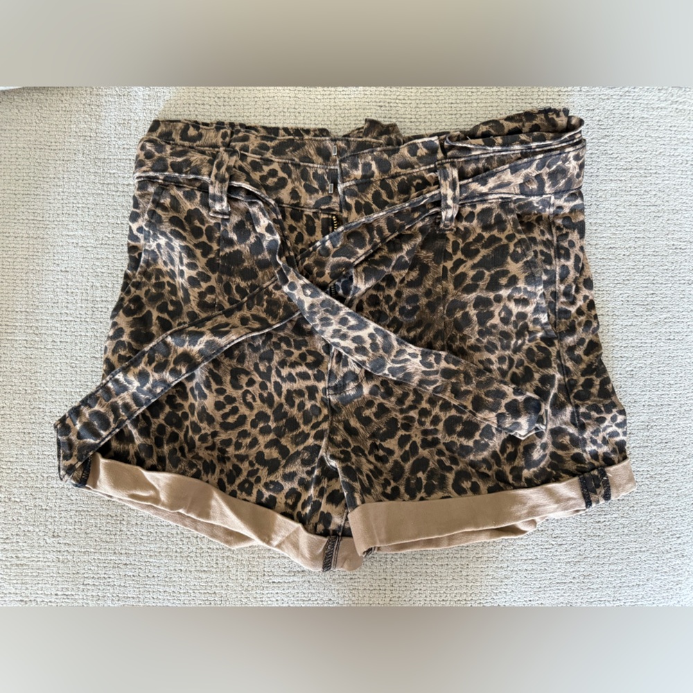 Express Leopard Print High Waist Shorts